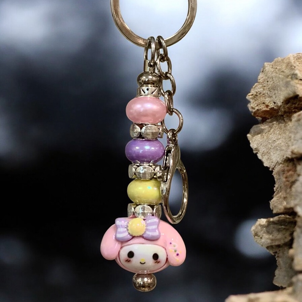 My Melody Keychain, Bag, Backpack Charm Beads Pink & Purple hello Kitty family